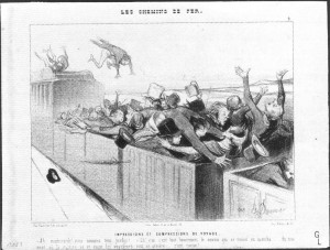 Honoré DAUMIER, Impressions et Compressions de Voyage, dans les Chemins de Fer (1ére série), Le Charivari, 25 Juillet 1843